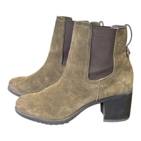 Sam Edelmann Suede Block Heel Chelsea Boot Olive Green Size 10 - Picture 3 of 10